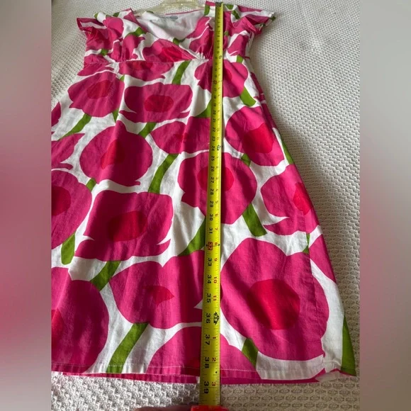 Boden Vibrant Carnation Pink/Kelly Green Cotton dress, 10, MSRP $119 - Picture 7 of 11